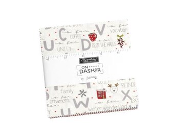On Dasher Charm Pack 55660PP by Sweetwater, Moda Fabrics, Moda Precuts, 42 5-inch Squares Charm Pack