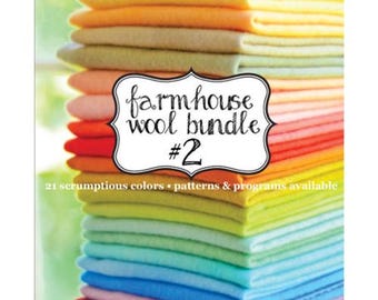 Farmhouse #2 Wool Bundle F2WB Weeks Dye Works, 21 pieces 9" x 17" Hand Dyed 100 % Wool, Fig Tree Co