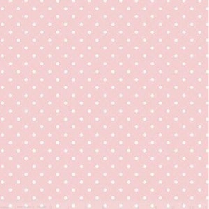 May include: A seamless pattern of small, evenly spaced white polka dots on a light pink background. The dots are consistent in size and shape, creating a classic and playful design. This fabric is suitable for various craft projects.