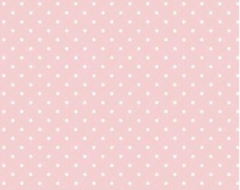 White Swiss Dot on Baby Pink background, a blender fabric from Riley Blake Designs,  sold by the Half Yard