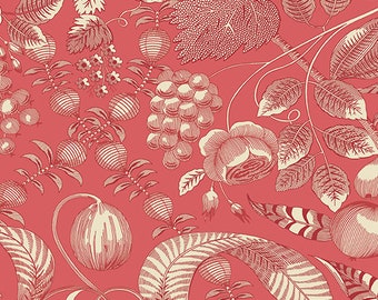 Strawberries and Cream by Edyta Sitar for Laundry Basket, Color - Rouge, Pattern - Valley, 1/2 yd, 100% Cotton by Andover Fabrics, A-354-E