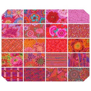 Classics Plus - 5&quot; Charm Pack - Ruby || Classics Plus Pre-Cuts - By Kaffe Fassett Collective For Free Spirit Fabrics FB4DRGP.RUBY