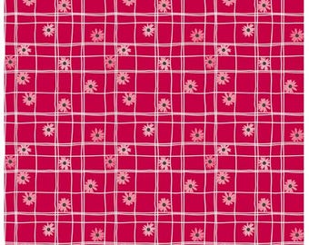 Flour and Flower fabric yardage priced by the half yard, Berry Grid, By Jill Finley for Riley Blake,  C14014-BERRY