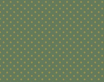 Lady Tulip by Edyta Sitar for Laundry Basket, Color - Dark Olive, Pattern - Garden Dew, 1/2 yd, 100% Cotton by Andover Fabrics, A-196-G