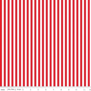 1/4&quot; Stripe Red, Riley Blake Designs Basic Fabric C555-RED - Red and White stripe, sold by the half yard