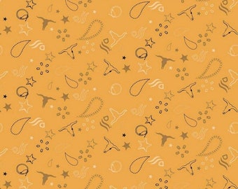 Prairie Bandana Yellow John Wayne by Riley Blake Designs -  1/2 Yd cuts, 100% cotton, C8574-YELLOW