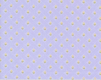 Georgia Lavender Basketweave Posy Checks and Plaids Flower 18775 12, By Brenda Riddle Designs for Moda, 1/2 yd, 100% Cotton