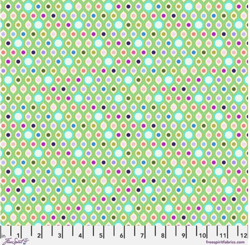 Eye Drops Mint, Parisville DejaVu by Tula Pink Freespirit Fabrics PWTP192.MINT 100 % Cotton Fabric Apparel, Quilting image 1