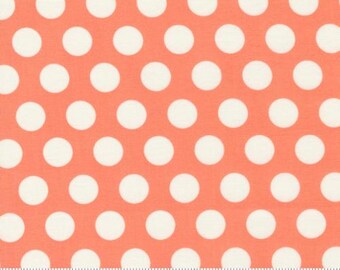 Sincerely Yours Coral 37611 22 Moda by Sherri & Chelsi for Moda Fabrics -sold by the half yard, polka dots peach and white