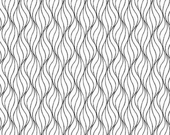 Black on White Waves from the Century Black on White Collection for Andover Fabrics, CS-9672-L, sold by the half yard