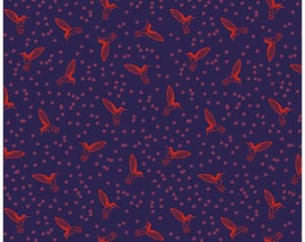 Botanic Blast Hummingbirds Sangria by Sew Yeah Quilting for Riley Blake -  scattered blossoms, Cotton Fabric, C15546-SANGRIA