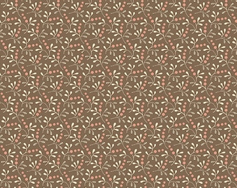 Cocoa Pink - Edyta Sitar - Laundry Basket, Color- Chocolate, Pattern: Greenberries, 1/2 yd, 100% Cotton Andover Fabrics, A-607-NE