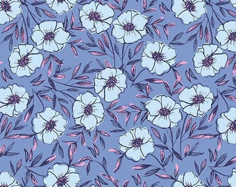 Petals and Stitches Denim, Bouquet Bliss by Stephanie Organes for Andover Fabrics, A-1567-B, sold by the half yard