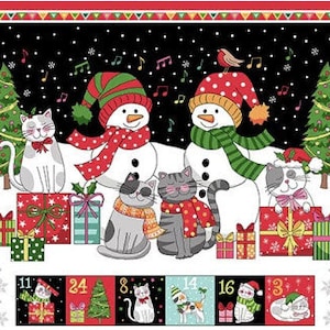 Santa Paws Advent Calendar Panel  Color: Multi, 100% Cotton  TP2477-1 (approximately 22" x 44") cat lovers