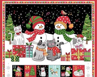 Santa Paws Advent Calendar Panel  Color: Multi, 100% Cotton  TP2477-1 (approximately 22" x 44") cat lovers