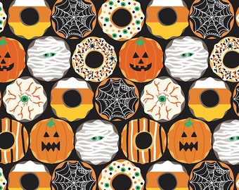 Creepy Crullers - Black - Boolicious by Maude Asbury for Free Spirit Fabrics - sold by 1/2 yard - PWMA001.XBLACK