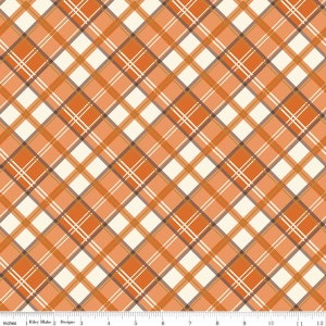 Shades of Autumn Plaid Orange Sparkle quilters cotton by the half yard, Designer: My Mind&#39;s Eye, Riley Blake Fabrics SC13476-ORANGE