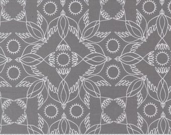 Birdsong Pebble Grey 48355 16 Moda by Gingiber for Moda Fabrics -sold by half yard, Kaleidoscope Bird Grey