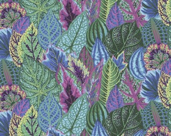 Coleus Turquoise Fabric Phillip Jacobs for the Kaffe Fassett Collective, Free Spirit Fabrics, Cotton quilting fabric, pwpj030.turquoise