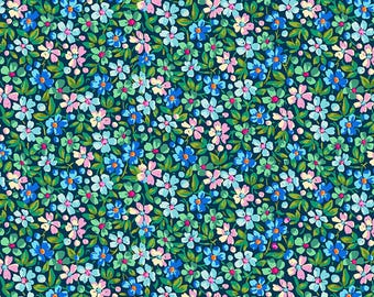 Myosotis - Blue || Festival by Odile Bailloeul for Free Spirit Fabrics, sold by Half Yard, PWOB123.BLUE, floral fabric