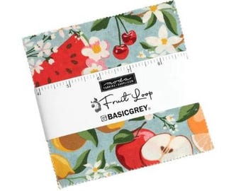 Fruit Loop Charm Pack by BasicGrey, Moda Fabrics, Moda Precuts, 42 5-inch Squares Charm Pack30730PP