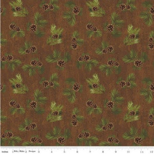 Majestic Outdoors Pinecone Brown - Half Yard 100% quilters cotton - Greg & Company for Riley Blake Designs