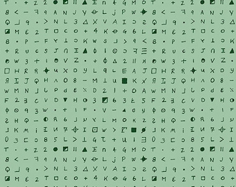 Fabric from the Basement Collection, Color Envy Green, Pattern Cryptography, by Giucy Giuce, Andover Fabrics, Inc sold by Half Yard A-459-G