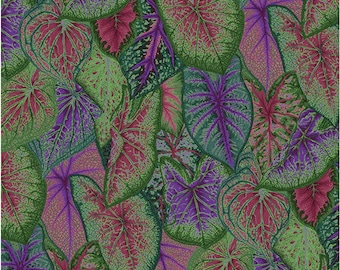 Dark Caladiums By Philip Jacobs Kaffe Fassett Collective Fabric 2021, Free Spirit Fabrics  PWPJ108.Dark, 100% Cotton, sold by 1/2 yard