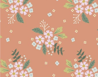 COMMUNITY by Citrus & Mint Designs of Riley Blake Designs - C11102 Floral Coral - 1/2 Yard Increments, Cut Continuously