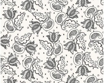 ALL MY HEART Tulips black and White Valentines day - J Wecker Frisch for Riley Blake Fabrics C14138-White, Sold by Half Yard