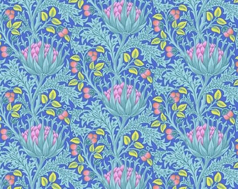 Artichoke - Blue - Kaffe Fassett x The Original Morris & Co., PWKW001.BLUE , 100% Cotton, sold by 1/2 yard