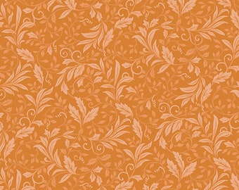 Garden Vine Medium Tangerine By JACKIE ROBINSON 6124-38 Collection: Autumn Elegancefor Benartex , sold by Half Yard
