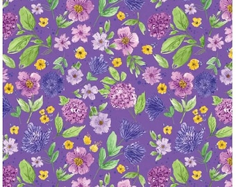 Wide Back Plum Petals Floral WIDE BACK WB15648 Violet - Riley Blake - 107/108" Wide - Quilting Cotton Fabric, sold by the half yard