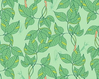 Mint Green Leafy from Moonlit Garden by Patty Sloniger for Andover Fabrics, A-509-G, sold by the half yard