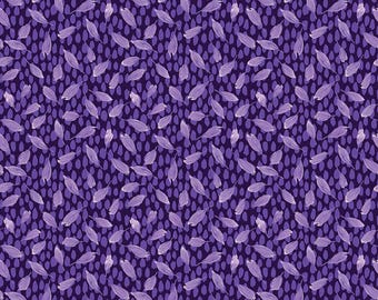 Plum Petals Leaves Purple by Diane Labombarbe for Riley Blake Designs, 100% cotton, sold by thr half yard,   C15644-PURPLE