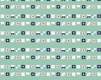 Seaside Flags in teal by Tasha Noel for Riley Blake Designs - 1/2 yard, C7233 Teal