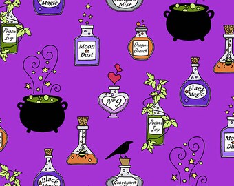 Ultraviolet Hocus Pocus by Kim Schaefer for Andover Fabrics, Pattern Potions,  A-210-P,  sold by half yard