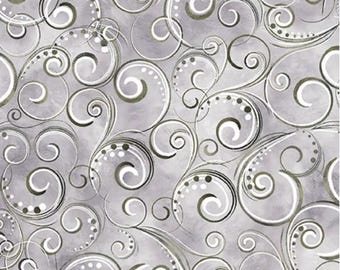 Pearl Splendor Dove Gray Fabric Yardage, Benartex, Cotton Quilting Fabric, Abstract Fabric, Sold by the 1/2 Yard, Royal Blue 12707P - 13