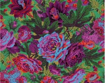 February 2023 Floral Burst Green PWPJ029 Philip Jacobs Fabric Kaffe Fassett Collective Cotton Quilting Fabric Craft by the Half yard