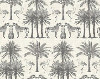 Fern Garden Grey Palms, Cotton Fabric,  Makower UK Fabrics Pirates TP-2073-S, sold by Half Yard