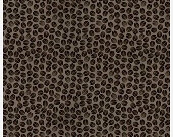 Coffee Chalk by Janet Wecker-Frisch C11037 Pewter Bean Toss Cotton, Cotton Quilt Fabric, Quilt Fabric 1/2 Yd cuts