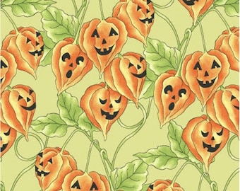 Spellcaster's Garden Jack O' Lantern Vine Lt Green MAS9813-G - Sold by the Half Yard - Maywood Studios