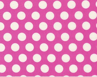 Sincerely Yours Coral 37611 26 Moda by Sherri & Chelsi for Moda Fabrics -sold by the half yard, polka dots pink and white