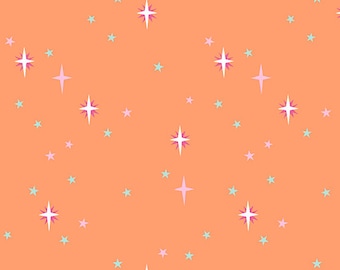 Coral Starry Sky from Moonlit Garden by Patty Sloniger for Andover Fabrics, A-513-O, sold by the half yard