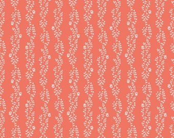 New Dawn Clover Stripe Coral by Citrus & Mint Designs for Riley Blake Fabrics - 100% Cotton Quilting Fabric, sold by 1/2 yard, C9854-CORAL