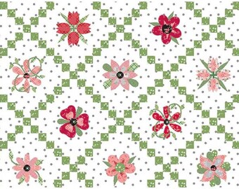 Front Porch Flower Chain Cheater Print White C17219-WHITE by Jill Finley, Jillily for Riley Blake Designs  1/2 Yd cuts, 100% cotton
