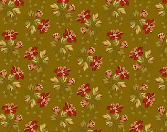 Primrose- Edyta Sitar - Laundry Basket, Color-Deep Ochre, Pattern: Wildflower, 1/2 yd, 100% Cotton Andover Fabrics, A-531-V