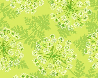 Lichen Yellow Green from Wild Carrots by Flora and Fauna Collection by Patty Sloniger for Andover Fabrics, A-9994-V, sold by the half yard