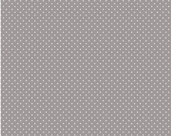 White Swiss Dot on Gray background, a blender fabric from Riley Blake Designs,  sold by the Half Yard