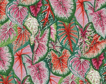 Bright Caladiums By Philip Jacobs Kaffe Fassett Collective Fabric 2021, Free Spirit Fabrics  PWPJ108.BRIGH, 100% Cotton, sold by 1/2 yard